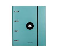 Classeur avec recharge et rabat liderpapel antartik a4 cadre 5 mm doublé 4 anneaux ronds 40 mm couleur menthe