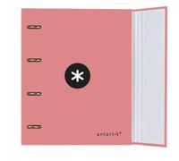 Classeur avec recharge et rabat liderpapel antartik a4 cadre 5 mm doublé 4 anneaux ronds 40 mm couleur corail
