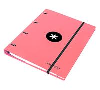 Classeur avec recharge liderpapel antartik a4 tableau 5 mm doublé 4 anneaux 25 mm couleur corail