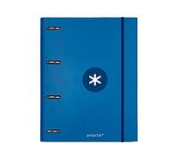 Classeur avec recharge liderpapel antartik a4 tableau 5 mm doublé 4 anneaux 40 mm ronds couleur bleu marine