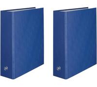 Classeur Balacron A4xl Dos 80mm 4 Anneaux En D Couverture Carte Rembordée En Pvc Bleu Marine (Lot De 2)