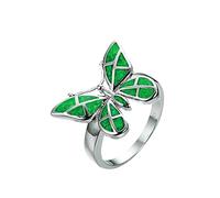 Classeur Bijoux rétro anneaux de zircon femmes tendance Full Butterfly Ring Ladies Jewelry Rings for Women taille 5 11 Nettoyeur Anneaux Bagues (Green, 6)