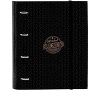 BLACKFIT8 OLD SCHOOL Classeur 4 anneaux de 35 cm avec 100 feuilles A4, idéal pour enfants de différents âges, confortable et polyvalent, qualité et résistance, 27 x 3,5 x 32 cm, Noir/Gris, M,