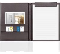 classeur, Bloc-notes pliable en cuir PU, format A4, avec porte-stylo intégré for cartes de visite et porte-documents(Curry)