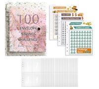 Classeur Budget, 100 Envelope Saving Challenge Binder, Enveloppes Budget Planner avec 3 Épargne Défis Budget(Rose)