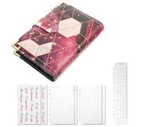 Classeur Budget A6 à Anneaux, Alliage PVC et Papier | Pochette Zippée, Couverture à Boucle , Tri des Espèces, Feuilles et Timbres, Usage Bureau