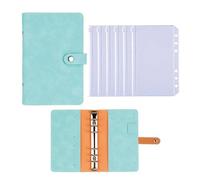 Classeur Budget Classeur de Budget A6, couverture de carnet de notes, manuel à feuilles mobiles en PU, classeur à 6 trous, Agenda, couverture en papier, papeterie scolaire Enveloppe Budget(Green 6 zip