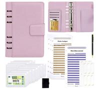 Classeur Budget Francais A6,Kit 30 pcs Stylo planificateur inclus,Enveloppes Budget pour Organiser et plannifier vos finances(rose)