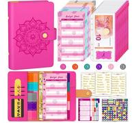 Classeur Budget Francais A6 Planner, Enveloppe - Motif Unique Carnet Set Avec Classeur, Coloré Pochette Budget Depenses,Rose rouge