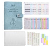 Classeur Budget Planner A6, Enveloppe Budget avec 10 Porte Documents Pochettes Transparentes Zippées Dossier, Feuilles Classeur Enveloppe Budget Set pour Budget Familial Voyages Bureau (Bleu Clair)