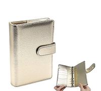 Classeur budgétaire A6 doré en cuir synthétique rechargeable à 6 anneaux avec fermeture à boucle magnétique pour planificateur de voyage (classeur A6 doré)