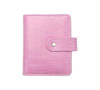 Classeur budgétaire A7 en cuir de crocodile rose, classeur à 6 anneaux avec fermeture à pression, système d'enveloppe de remplissage pour économiser de l'argent (rose)
