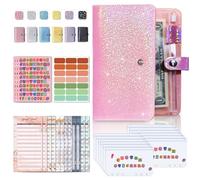 Classeur budgétaire - Classeur A6 Gypsophile pour économiser de l'argent, classeur à enveloppes à fermeture éclair, carnet de suivi des dépenses portable | Planificateur financier élégant pour l'école