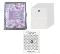 Classeur budgétaire portable pour défi d'économie d'argent comprenant 25 feuilles et 4 poches par feuille pour une organisation facile (violet)