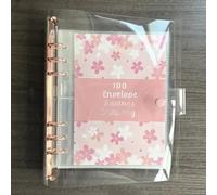 Classeur budgétaire portable pour défi d'économie de 100 jours avec motif feuilles mobiles et grand espace de rangement (rose)