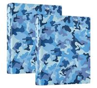 Classeur camouflage bleu foncé de 2,5 cm et demi pouce pour cahiers à 3 anneaux avec porte-bloc 1/2 paquets de classeurs assortis 200 feuilles