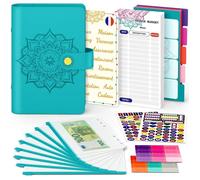 Classeur Carnet de Budget A6 avec Enveloppe Organisatrice - Planificateur de Dépenses en Bleu - Gestion d'Économie et Argent