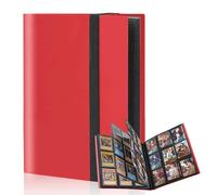 Classeur Carte Pokemon,20 Pages,Porte Cartes Rangements Pour 360 Cartes,Etanche Jeu de Rangement Collection,Sangle Elastique Empêchee (rouge)