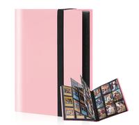 Classeur Carte Pokemon,20 Pages,Porte Cartes Rangements Pour 360 Cartes,Etanche Jeu de Rangement Collection,Sangle Elastique Empêchee (rose)