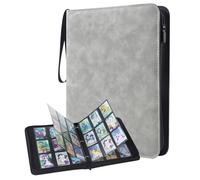 Classeur Carte Pokemon, 50 pages à double face (900 capacités), Album Carte en cuir PU imperméable, adapté à la collecte de Pokemon, TCG, MTG, Yugioh, cartes sportives et autres cartes (Gris)