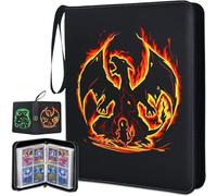 Classeur Carte Pokemon,Capacité de 50 pages de 400 Cartes, Porte Cartes,Organisateur de cartes,Porte Cartes en cuir Imperméable Fermeture éclair