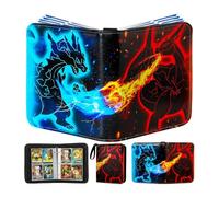 Classeur Carte Pokemon,Capacité de 50 pages de 400 Cartes, Porte Cartes,Organisateur de cartes,Porte Cartes en cuir Imperméable Fermeture éclair