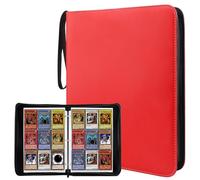 Classeur Carte Pokémon (Rouge) - Matériau PU - Classeur Carte - Carnet Pokémon 9 Grilles sur 50 Pages - Pouvant Contenir Jusqu'à 900 Cartes - Adapté aux Cartes MTG, de Jeux, Sportives, etc