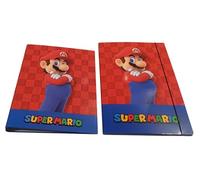 Classeur compatible avec Super Mario Yoshi 4 anneaux pour l'école + dossier avec élastique + porte-clé Mario ou Luig