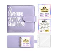 Classeur D'argent Pour Économiser De L'argent, Classeur De Défis Avec Sacs De 30 | Livre Budget Avec Classeur D'enveloppe | Organisateur D'argent En Cuir PU Pour Zone De Travail, Maison, Sc