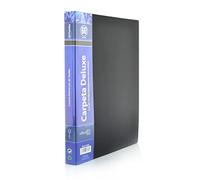 Classeur de 60 pochettes de luxe A4 avec autocollants indicateurs inclus - REF.6168 - Housse ultra verre et dos personnalisable by Office Box (Noir)