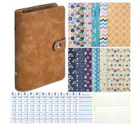 Classeur de budget A6, couverture en cuir souple avec 12 enveloppes et feuilles dépenses for la planification facturation pour Bureau Maison(Brown)