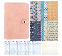 Classeur de budget A6, couverture en cuir souple avec 12 enveloppes et feuilles dépenses for la planification facturation pour Bureau Maison(Pink)