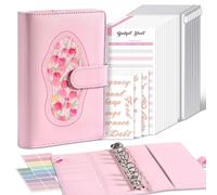 Classeur De Budget A6 Style Peinture À L'huile: 12 Feuilles De Budget, 8 Pochettes Zippées, Autocollants Inclus Rose