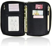 Classeur de Budget en cuir A7, enveloppes d'argent, système portefeuille, planificateur, organisateur, couverture PU à 6 anneaux, carnet notes avec fermeture éclair pour Bureau Maison(Black)