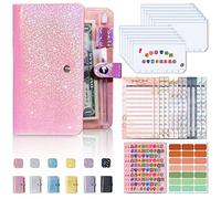 Classeur de budget, enveloppes pour argent liquide pour la budgétisation, organisateur d'argent avec 6 anneaux d'épargne (rose vif)