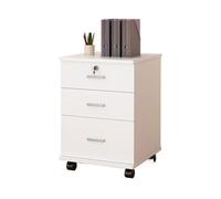 Classeur de bureau blanc avec tiroir et serrure - Meuble de rangement bas pour dossiers - Design mobile simple - Idéal pour la nization et la sécurité du bureau