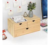 Classeur de bureau en bambou - Bureau à 3 tiroirs - Boîte de rangement pour factures et fournitures de bureau à domicile, bureau respectueux de l'environnement - Solution élégante de gestion de