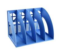 Classeur de Bureau Vertical, 4 Compartiments Porte-Revues Support Organiseur de Bureau, Rangement Bureau Porte Document en Plastique, Porte-Dossier pour Magazine Papier A4 Livre Cahier CD (Bleu)