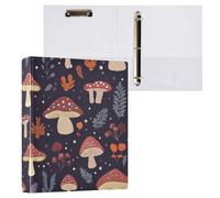 Classeur de cahier d'automne avec champignons et saison, 3 anneaux avec couverture de poche, lot de 1/2 fournitures de dossier de bureau à couverture rigide