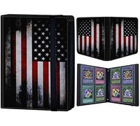 Classeur de cartes à collectionner 4 poches pour 240 cartes, porte-cartes avec bande élastique compatible avec la plupart des cartes de taille standard, étui de collection de cartes pour baseball, football, basket-ball, cartes Pokémon et MTG, drapeau américain
