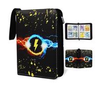 Classeur de cartes à collectionner grande taille pour 720 cartes Poke-Mon, imprimés de dessins animés, sac à fermeture éclair, sac de collection, cartes de jeu, cadeau (Lightning, 400)