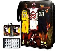 Classeur de cartes de basket-ball, 9 poches avec 50 pochettes amovibles pour 900 cartes de sport, classeur à 3 anneaux avec fermeture éclair, album de rangement pour collection