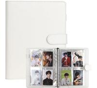 Classeur de cartes photo A5 Kpop à 6 anneaux avec 200 emplacements pour cartes, couverture en cuir synthétique avec fermeture à boucle magnétique pour organiser les cartes à collectionner (blanc)
