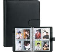 Classeur de cartes photo A5 Kpop, album classeur à 6 anneaux avec 200 emplacements pour cartes, couverture de classeur en cuir PU avec fermeture à boucle magnétique pour organiser les cartes à