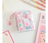Classeur de cartes photo Kpop de 7,6 cm - Mini idole Kawaii - Porte-cartes photo esthétique en carton - Lapin - Porte-cartes de visite - 40 pochettes (rose)