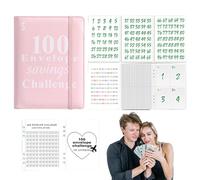 Classeur de défi avec 100 enveloppes, classeur budgétaire économique, moyen simple et amusant d'économiser 5 050 $ dans le classeur budgétaire A5, enveloppes, défi d'économie d'argent,