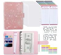 Classeur De Défi D’épargne D’Argent - Classeur De Défi D’économie D’enveloppe 6 | Organisateur Créatif Et Mignon De Budget d'argent À Paillettes avec Sacs À Fermeture Éclair, Feuilles De Budget