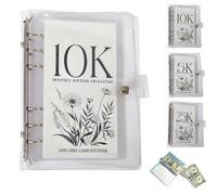 Classeur de défi d'épargne sur 12 mois, classeur mensuel d'économie d'argent avec enveloppes, cibles d'économie de 2,5 k/5 k/10 000 dollars, organiseur de budget réutilisable pour la maison, le