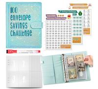 Classeur de défis de 100 enveloppes, livre d'économie, classeur de budget, planificateur - Classeur de défis réutilisable et de longue durée,Planificateur de budget portable et résistant à