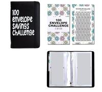 Classeur de défis d'enveloppes A6 de 100, un moyen facile et amusant d'économiser du budget avec des enveloppes de trésorerie(Black)